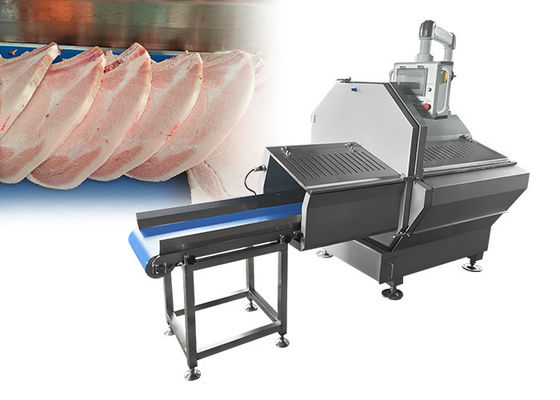 Grande machine horizontale de découpe de viande congelée avec fonction de portion pour découper du bœuf et du porc et du bacon